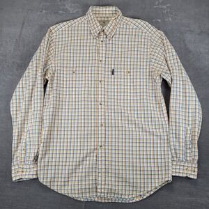 Beretta Men's Long Sleeve Button Down Shirt Plaid Casual Size L Cotton‎